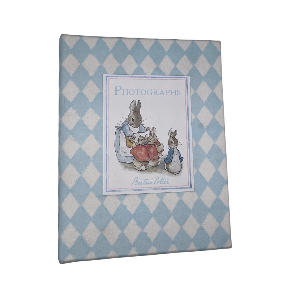 VTG Beatrix Potter Peter Rabbit Photo Album 120 Pics Blue Harlequin Diamond 90s